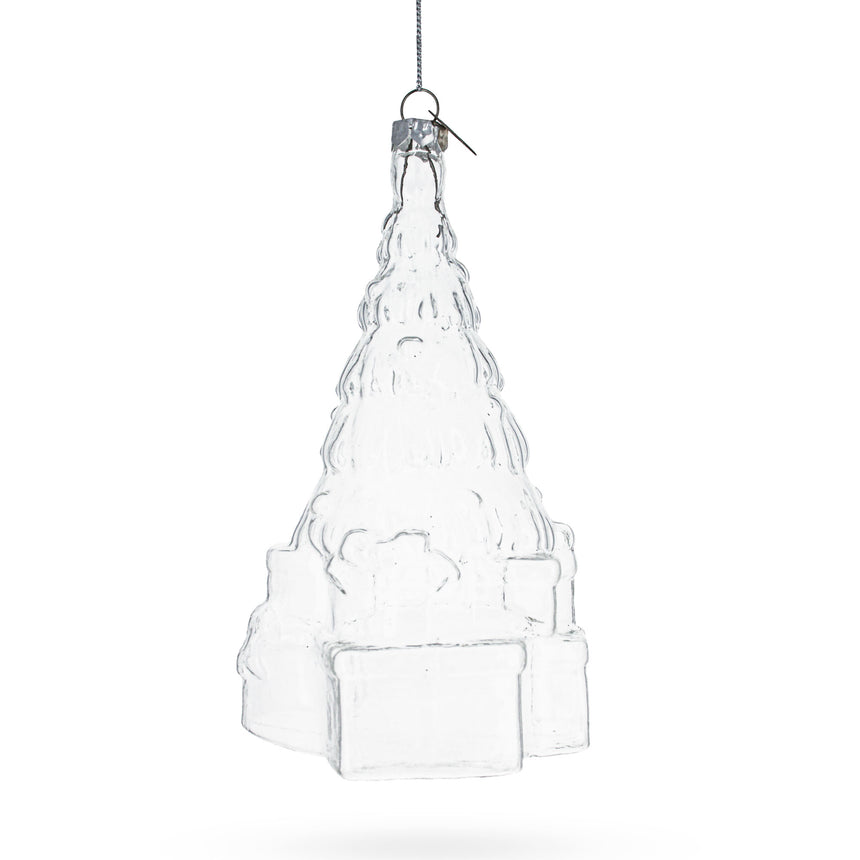 Glass Festive Gifts by Christmas Tree Blown Clear Glass Christmas Ornament. in Clear color Triangle