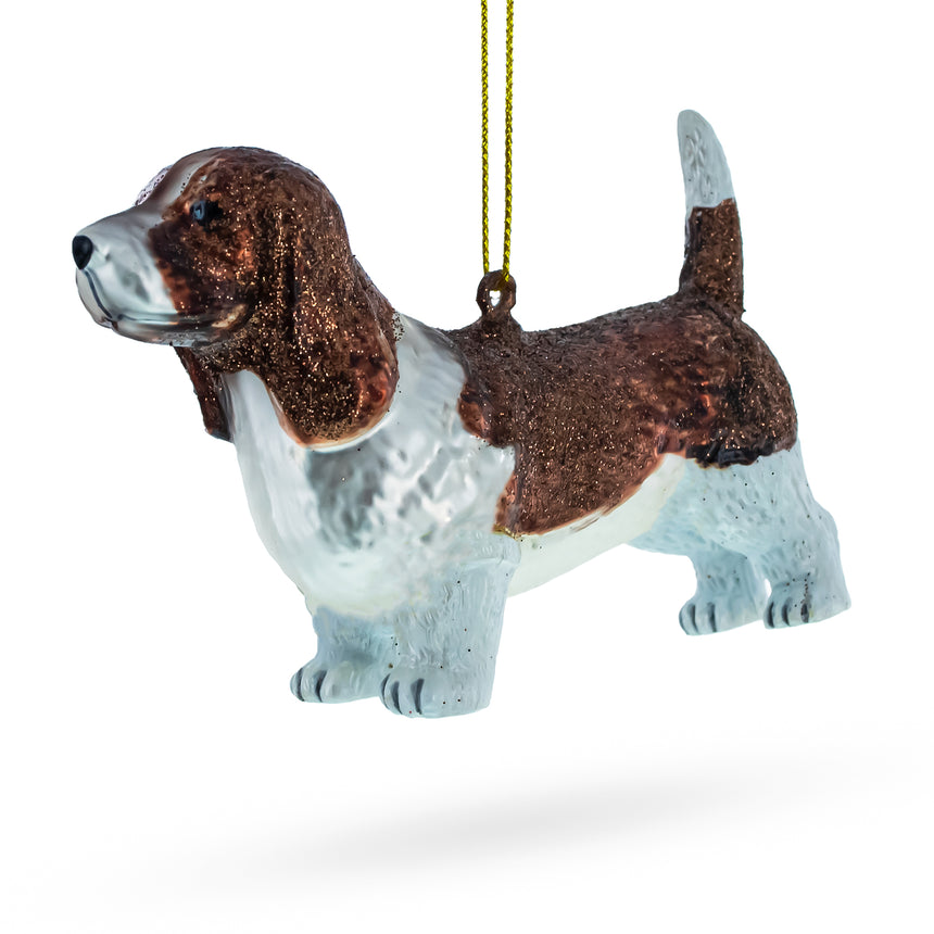 Glass Playful Beagle Blown Glass Christmas Ornament in Multi color