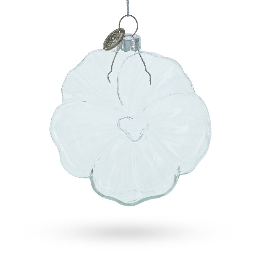 Glass Flower-Shaped Clear Blown Glass Christmas Ornament in Clear color Round