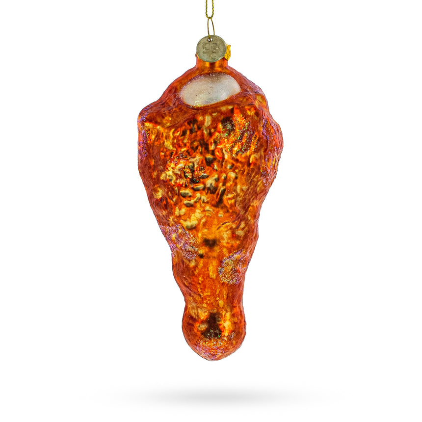 Glass Savory Chicken Drumstick Blown Glass Christmas Ornament in Orange color