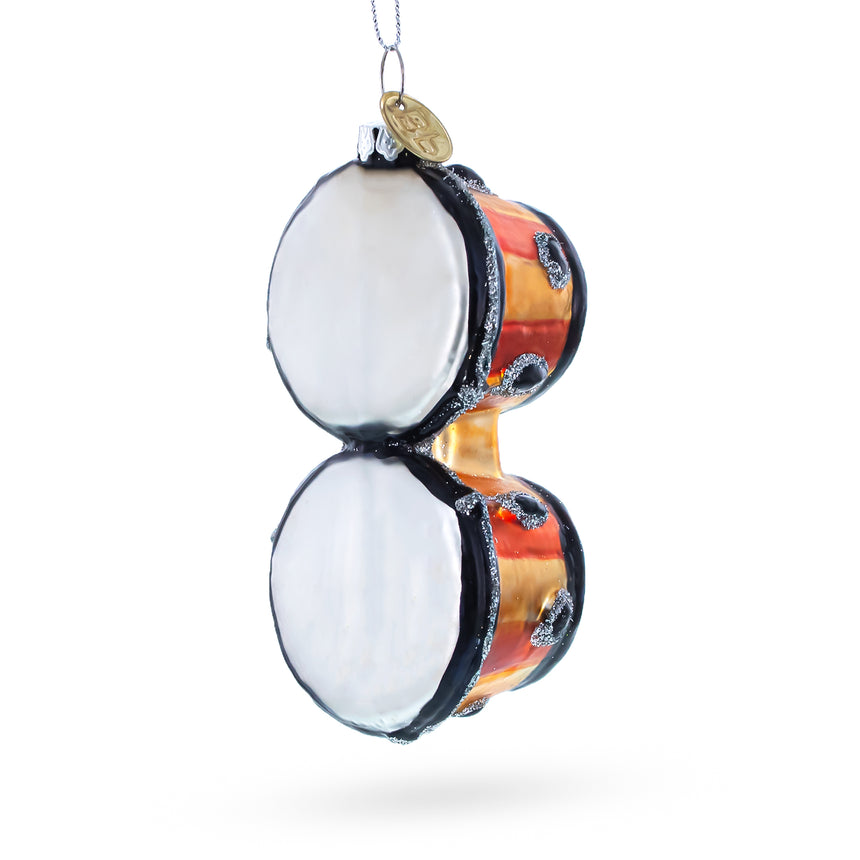 Glass Rhythmic Bongo Drums Blown Glass Christmas Ornament in Multi color