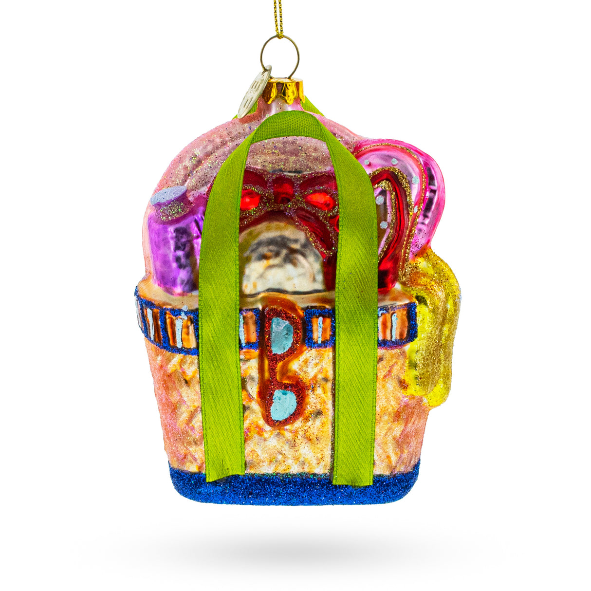 Glass Beach Season Bag - Blown Glass Christmas Ornament in Multi color