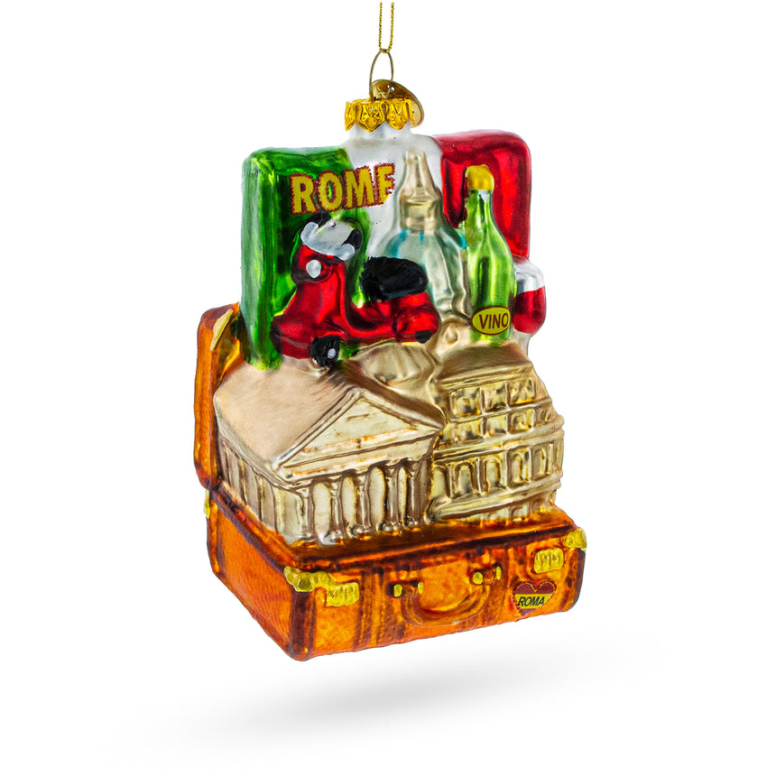 Glass Iconic Rome Landmarks Blown Glass Christmas Ornament in Multi color