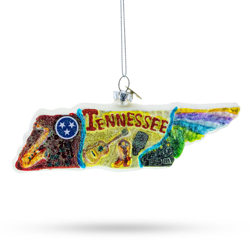 Glass Celebrating the Volunteer State: Tennessee State Symbols Blown Glass Christmas Ornament in Multi color