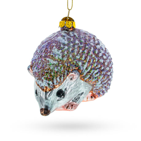 Glass Sparkling Hedgehog - Blown Glass Christmas Ornament in Multi color
