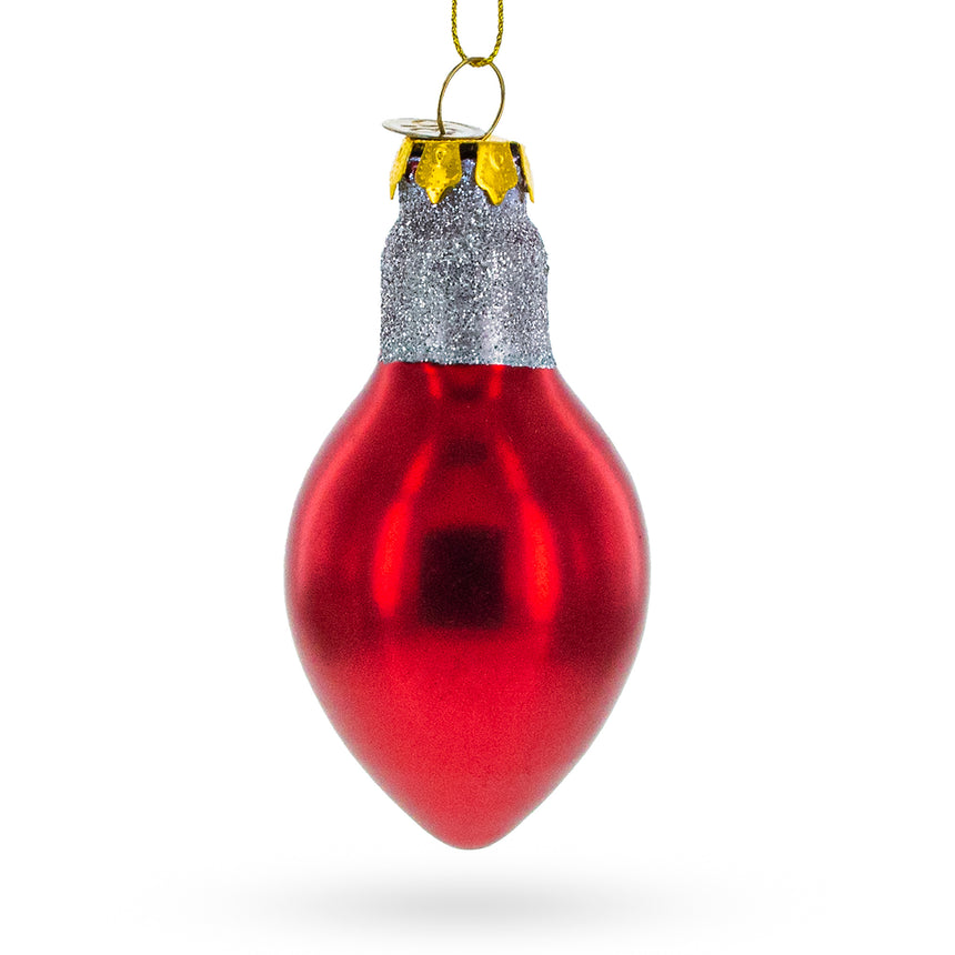 Glass Red Festive Light Bulb Blown Glass Christmas Ornament in Red color