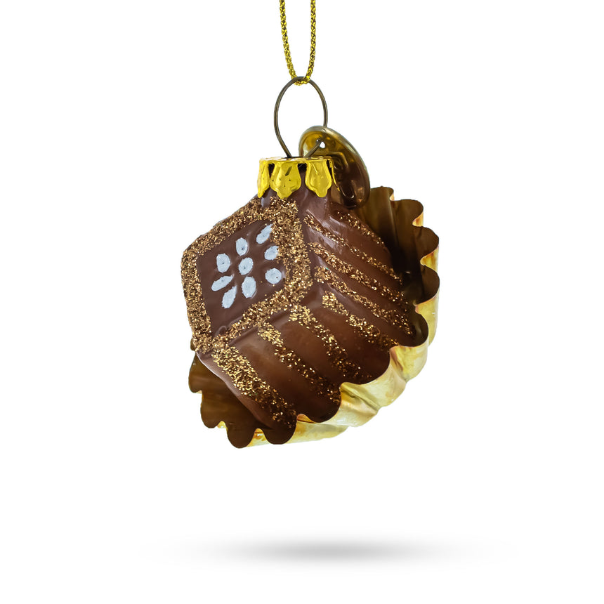 Glass Chocolate Candy Blown Glass Christmas Ornament in Brown color