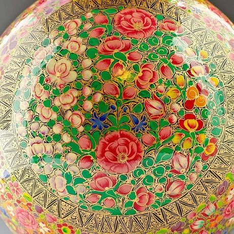 Oriental Flowers Hand Painted Wooden Vase 12 Inches ,dimensions in inches: 12 x 7 x 7