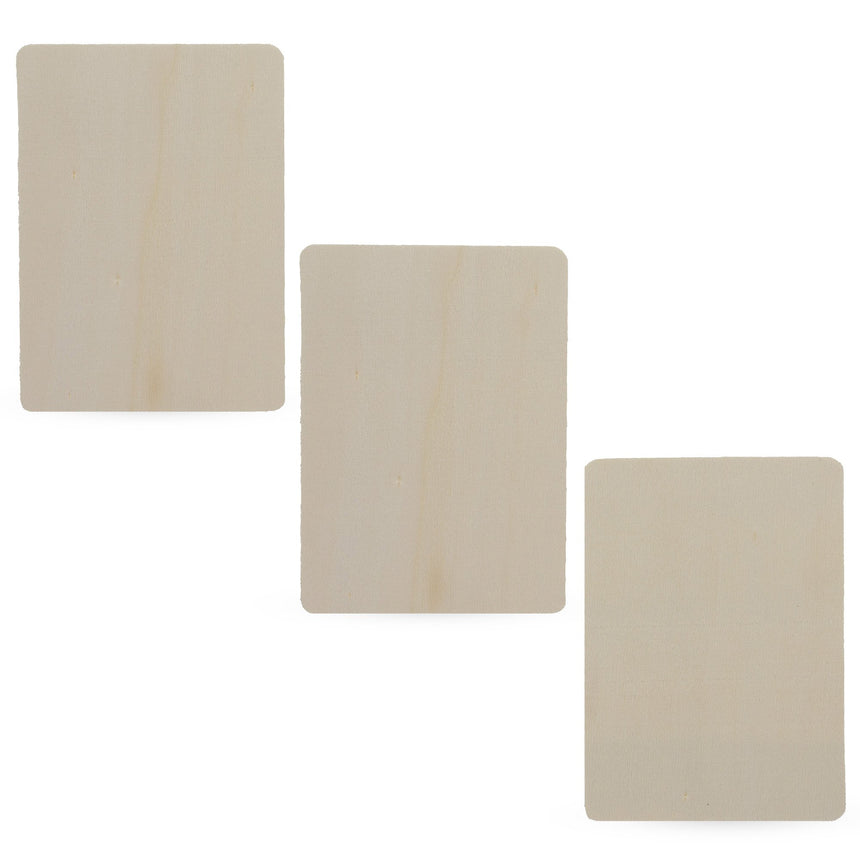 Wood 3 Unfinished Wooden Rectangle Shapes Cutouts DIY Crafts 4.55 Inches in Beige color Rectangular