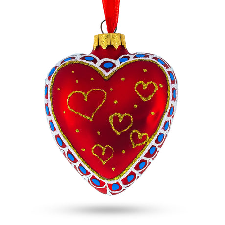 To My Sweetheart Glass Heart Christmas OrnamentUkraine ,dimensions in inches: 3.3 x 3 x 1.85