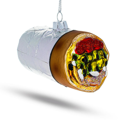 Glass Burrito Wrapped in Foil Glass Christmas Ornament in Multi color