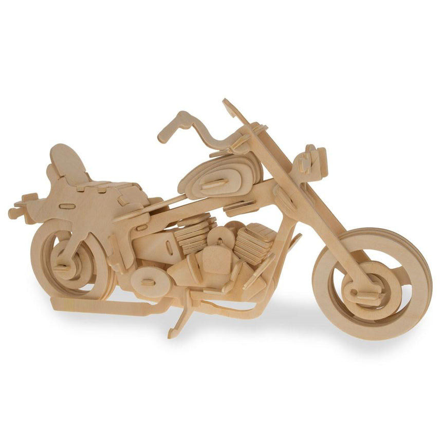 Wood Motorcycle Model Kit Wooden 3D Puzzle in Beige color