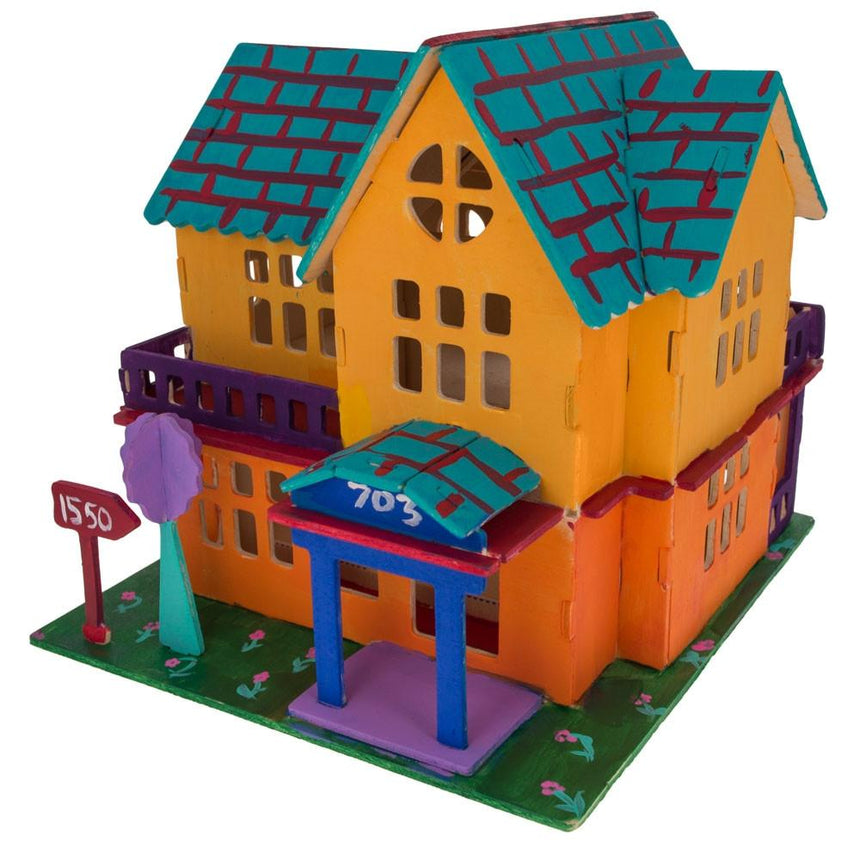 Family Home House Building Model Kit Wooden 3D Puzzle ,dimensions in inches: 8.25 x 7.5 x 7