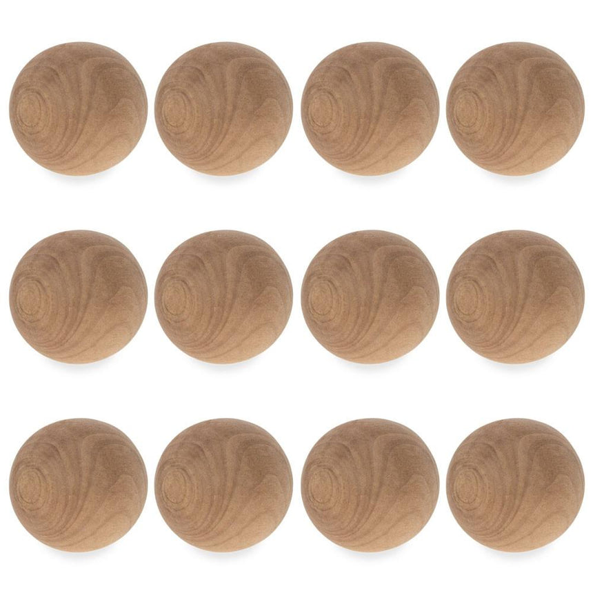 Wood 12 Unfinished Unpainted Wooden Balls for Craft DIY 1.5 Inches in Beige color Round