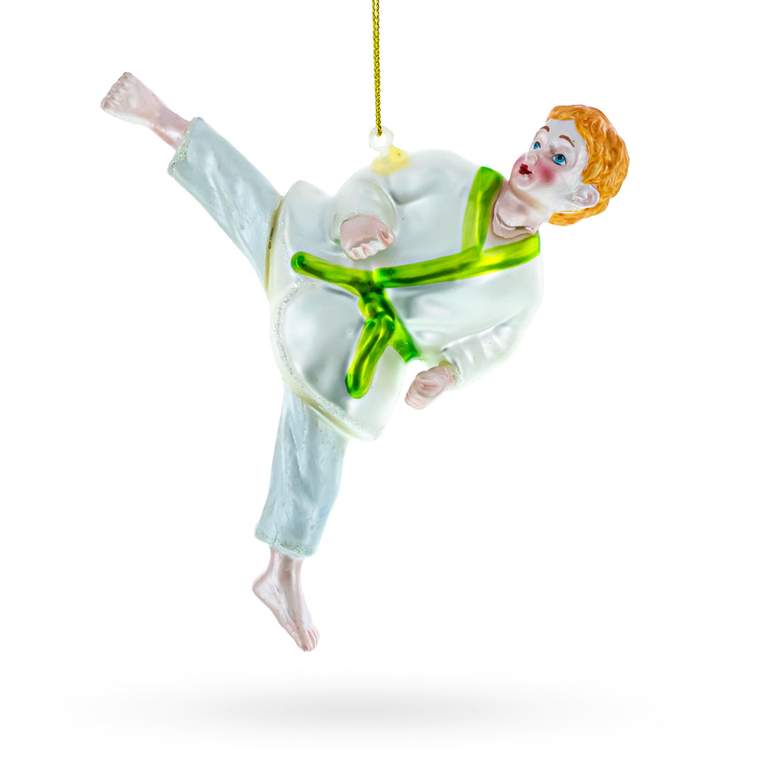 Glass Judo Martial Arts Blown Glass Christmas Ornament in Multi color