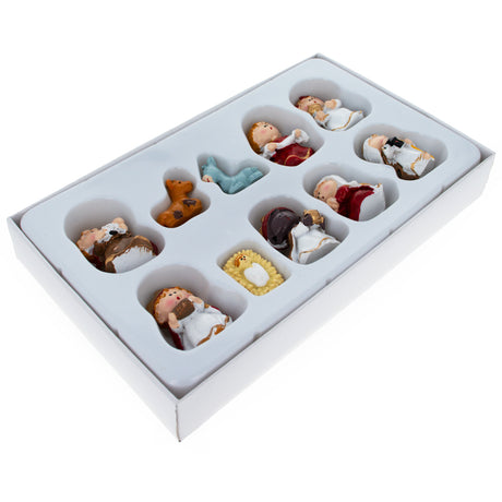 Set of 10 Miniature Nativity Scene Children Figurines ,dimensions in inches: 1.5 x 4.8 x 1.25