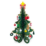 Wooden Tabletop Christmas Tree with Cute Miniature German Style Wooden Ornaments 7.5 Inches ,dimensions in inches: 7.5 x 7.5 x 4.6