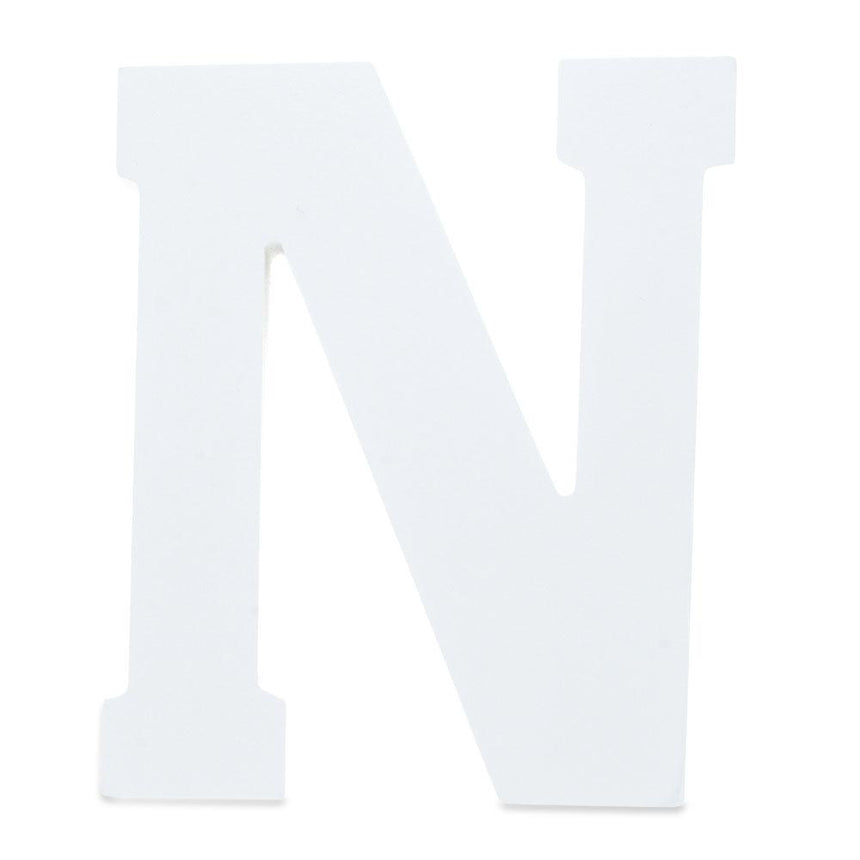 Wood Courier Font White Color Wooden Letter N (6 Inches) in White color