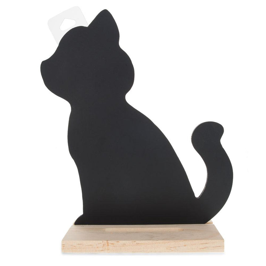 Wood Standing Black Cat Chalkboard 9.25 Inches in Black color