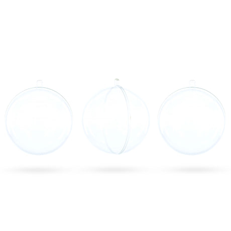 Plastic Set of 3 Openable Fillable Clear Plastic Ball Christmas Ornaments DIY Craft 4 Inches in Clear color Round