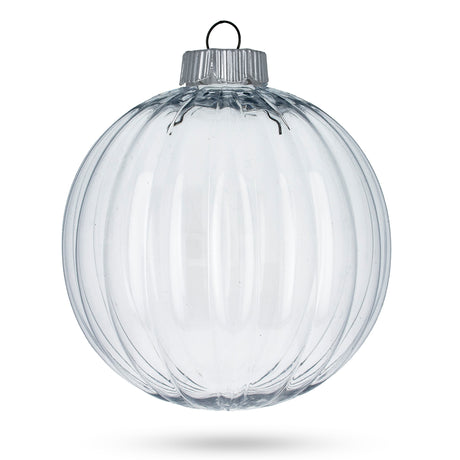 Plastic Clear Plastic Christmas Reeded Ball Ornaments DIY Craft 4 Inches in Clear color Round