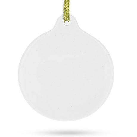 Ceramic Round Porcelain Christmas Ornament 3.5 Inches in White color Round