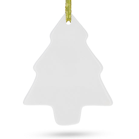 Ceramic Christmas Tree Ceramic Ornament 4.4 Inches in White color Triangle