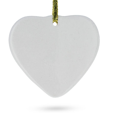 Ceramic Heart Shape White Porcelain Christmas Ornament DIY Craft 3.2 Inches in White color Heart