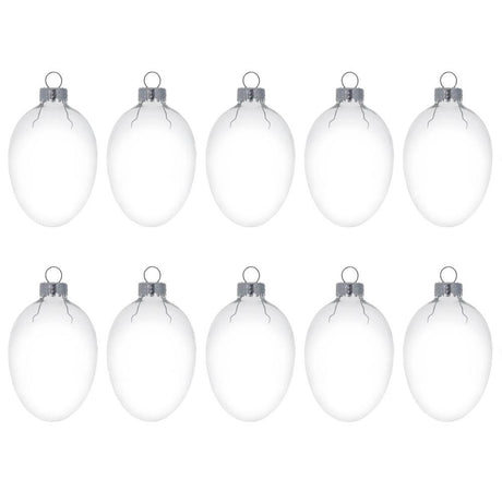 Glass Set of 10  Egg Shaped Clear Glass Christmas Ornaments DIY Craft 2 Inches in Clear color Oval