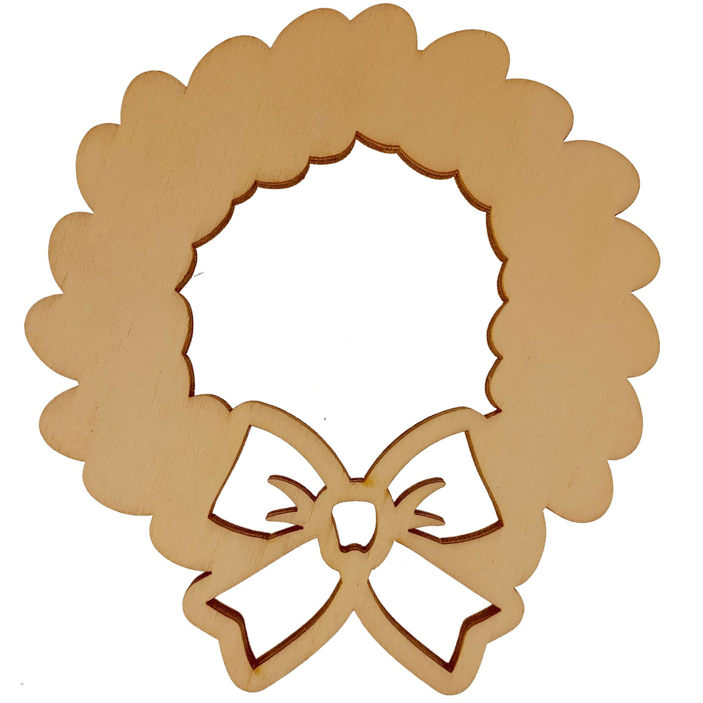 Wood Unfinished Wooden Wreath Shape Cutout DIY Craft 4.75 Inches in Beige color Round