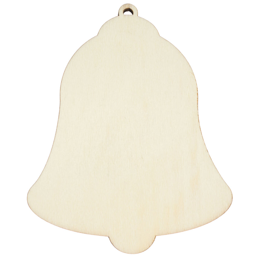 Wood Unfinished Wooden Bell Shape Cutout DIY Craft 5.25 Inches in Beige color