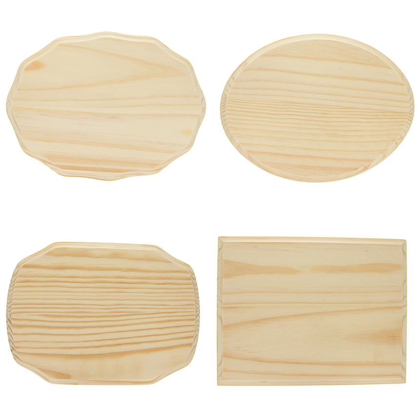 Wood Set of 4 Assorted Size Wooden Unfinished Blank Plaques DIY Crafts in Beige color Oval