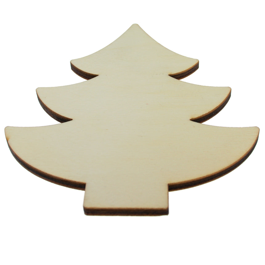 Wood Unfinished Wooden Christmas Tree Shape Cutout DIY Craft 4.6 Inches in Beige color Triangle