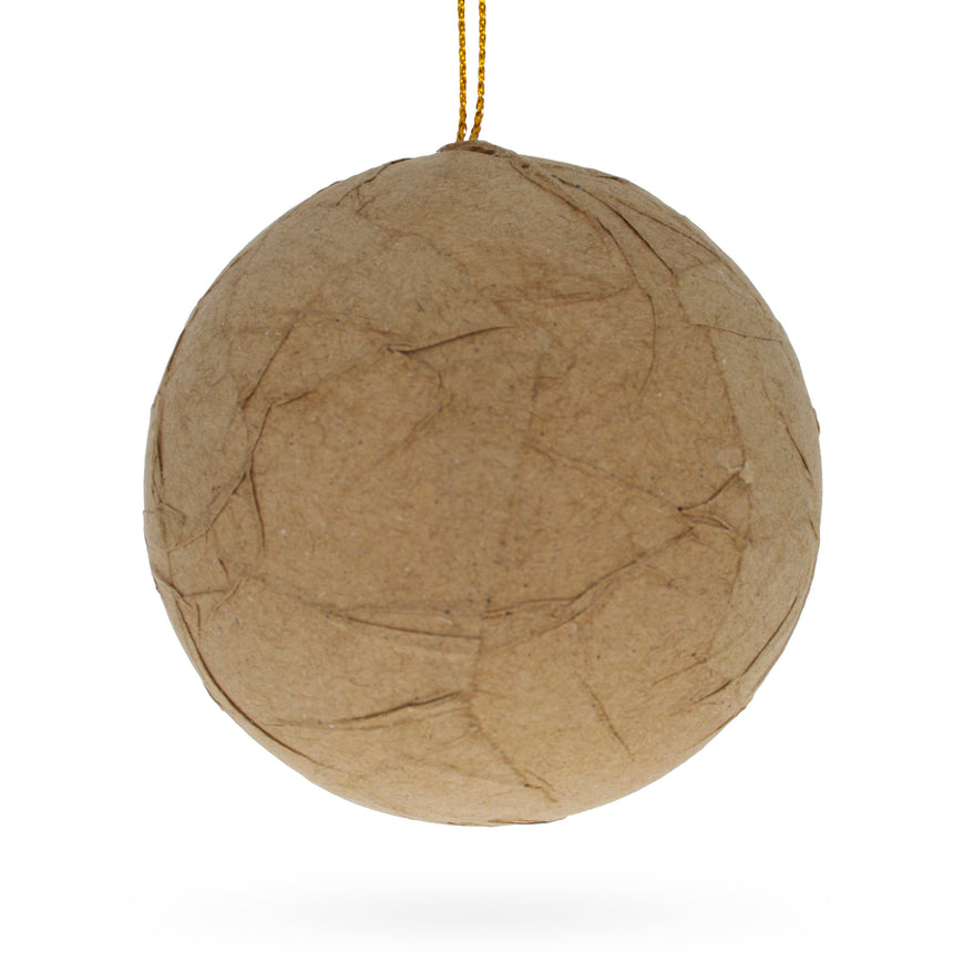 Paper Mache Paper Mache Ornament 3.2 Inches in Beige color Round