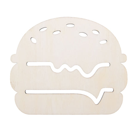 Wood Unfinished Wooden Burger Shape Cutout DIY Craft 4.85 Inches in Beige color