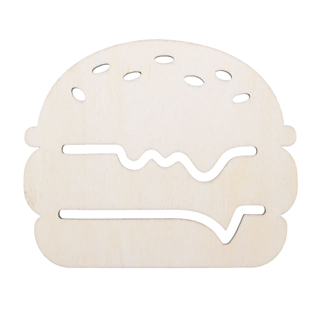 Wood Unfinished Wooden Burger Shape Cutout DIY Craft 4.85 Inches in Beige color