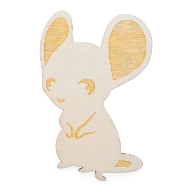 Wood Unfinished Wooden Mouse Shape Cutout DIY Craft 4.6 Inches in Beige color