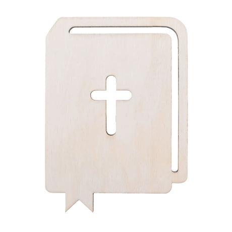 Wood Unfinished Wooden Bible Shape Cutout DIY Craft 4.8 Inches in Beige color