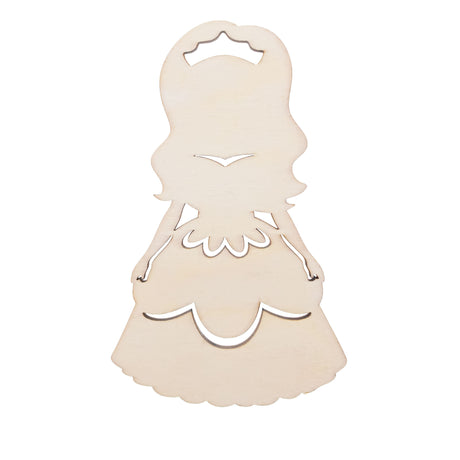 Wood Unfinished Wooden Princess Shape Cutout DIY Craft 5.1 Inches in Beige color