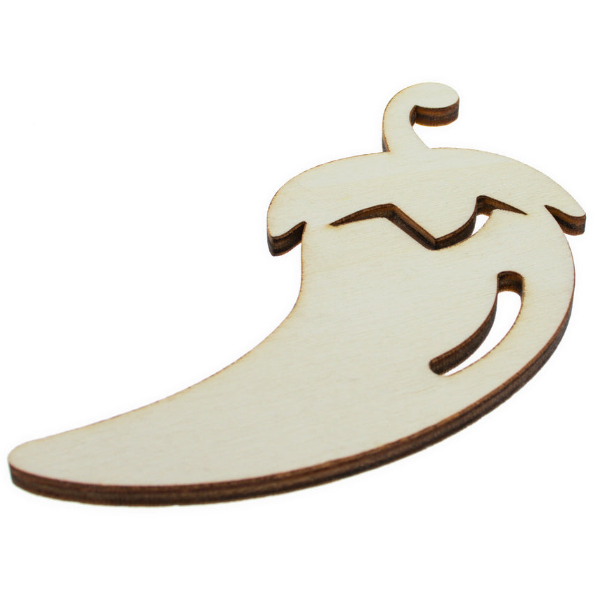 Wood Unfinished Wooden Pepper Cutout DIY Craft 4.8 Inches in Beige color