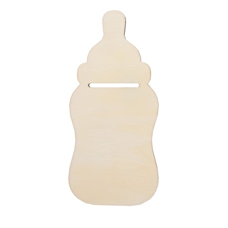 Wood Unfinished Wooden Baby Bottle Cutout DIY Craft 5.4 Inches in Beige color