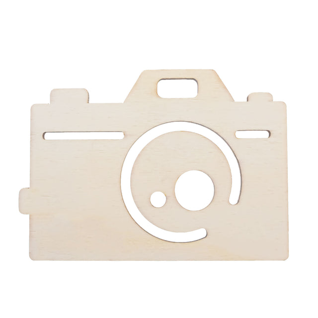 Wood Unfinished Wooden Camera Cutout DIY Craft 4.85 Inches in Beige color