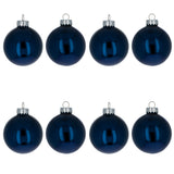 Glass Set of 8 Shiny Blue Glass Christmas Ball Ornament DIY Craft 2.6 Inches in Blue color Round