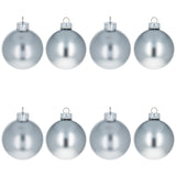 Glass Set of 8 Shiny Silver Glass Christmas Ball Ornament DIY Craft 2.6 Inches in Silver color Round