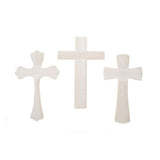 Wood Set of 3 Unfinished Wooden Crosses Shape Cutouts DIY Crafts 9.5 Inches in Beige color