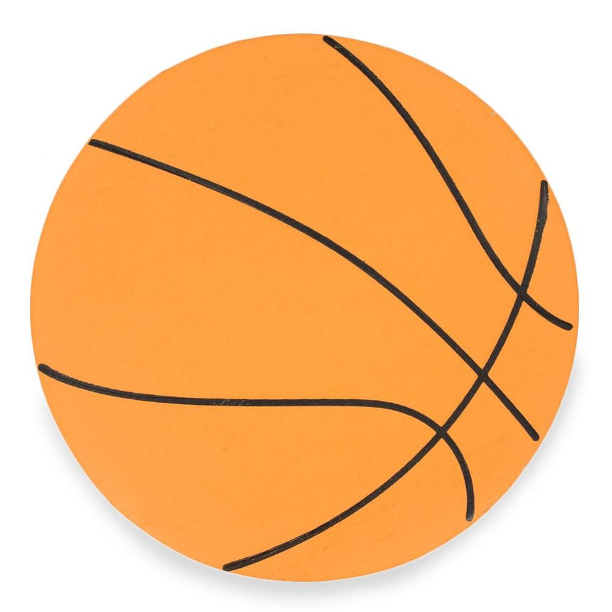 Wood Painted Finished Wooden Basketball Shape Cutout DIY Craft 5 Inches in Orange color Round