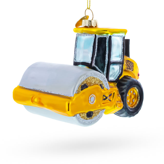 Glass Road Roller Blown Glass Christmas Ornament in Yellow color