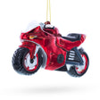 Glass Red Motorcycle Blown Glass Christmas Ornament in Red color