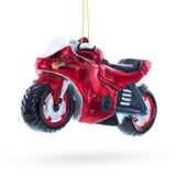 Glass Red Motorcycle Blown Glass Christmas Ornament in Red color