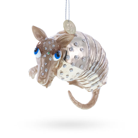 Glass Armadillo Blown Glass Christmas Ornament in Gray color